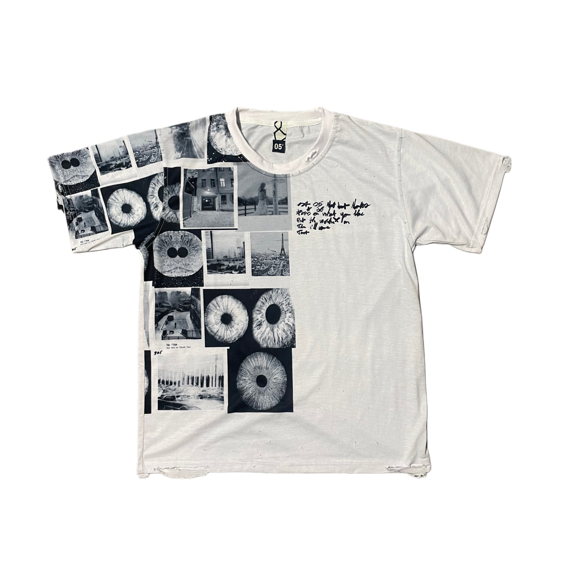  Archive Collage T-shirt Saint Aub blanc — Tee graphique noir/blanc photos streetwear