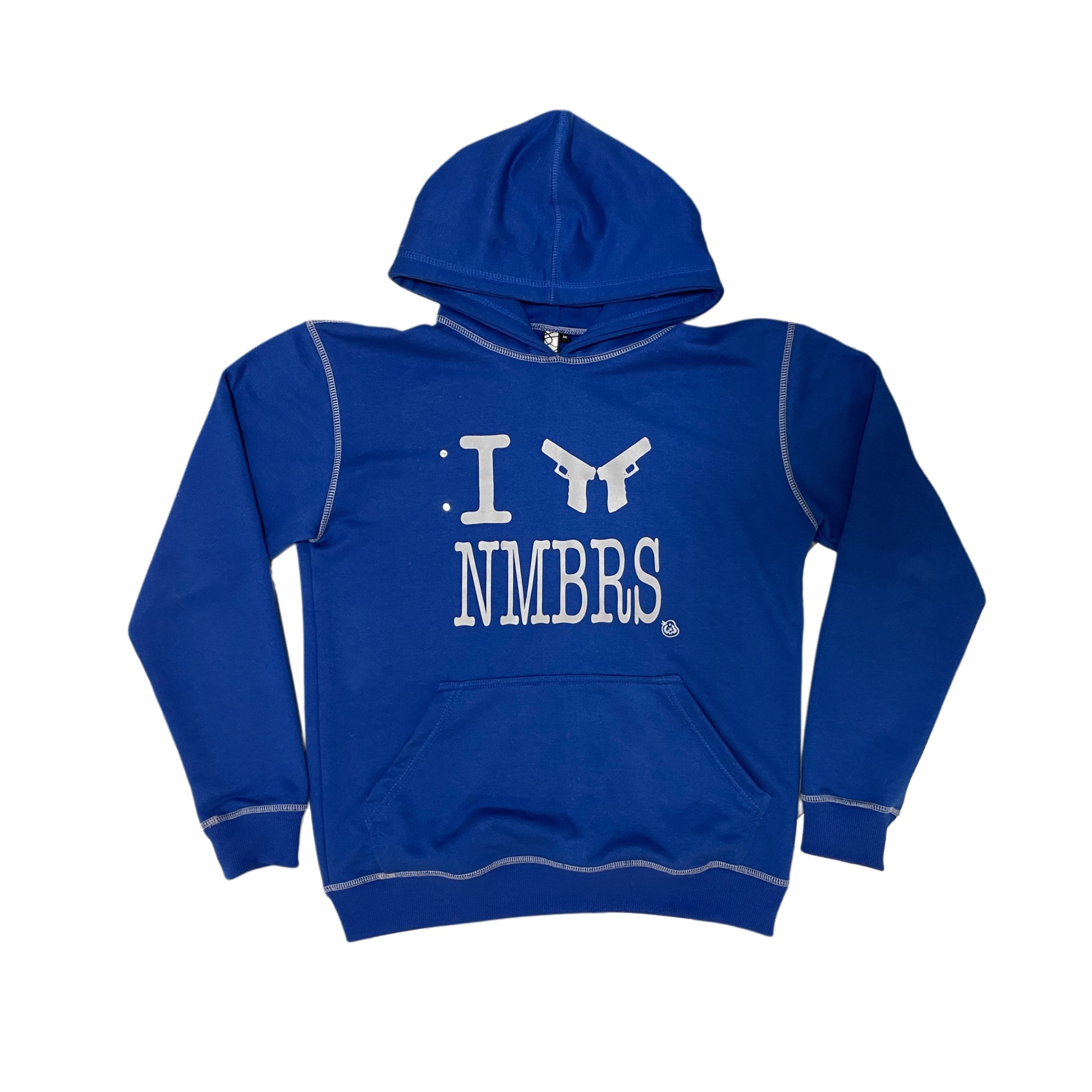 NMBRS Hoodie Saint Aub bleu — Pull capuche coton 400gsm coutures argentées streetwear