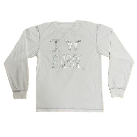 NMBRS Longsleeve Saint Aub blanc — Manches longues coton 320gsm coutures argentées streetwear