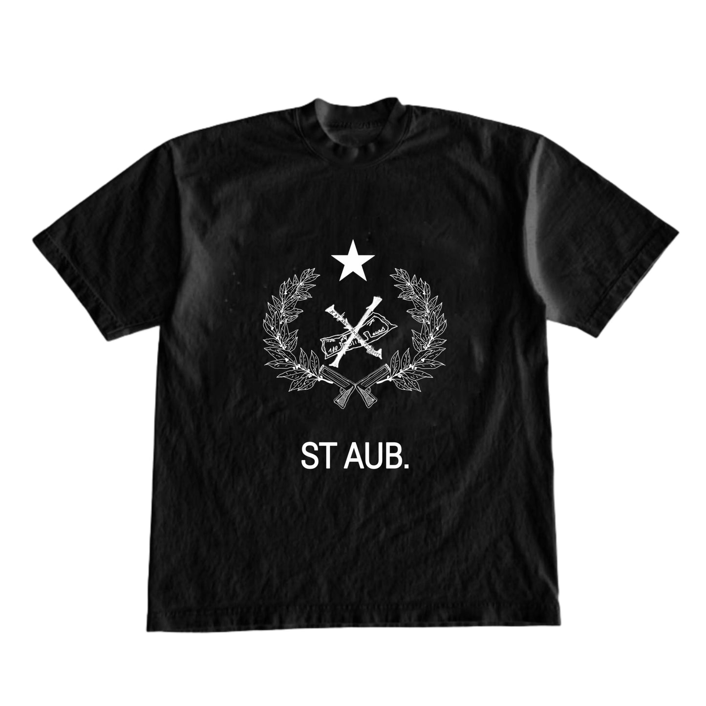 OG Saint Aub Black T-shirt — T-shirt noir emblème héritage sérigraphie blanche streetwear