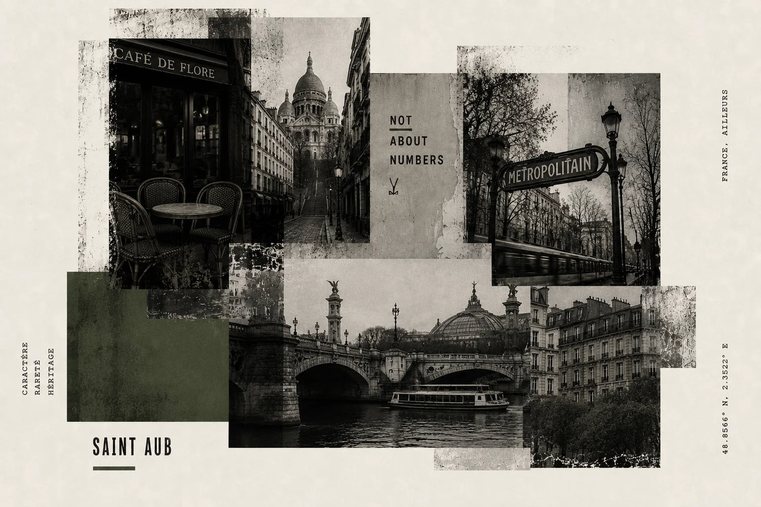  Saint Aub Paris Editorial — Collage Parisien "Not About Numbers" Café Métro Sacré-Cœur